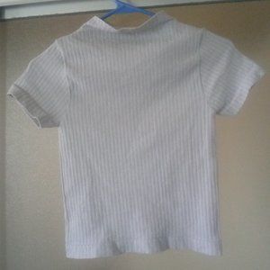 Bella Seamless Ribbed Metallic Silver Top M/L